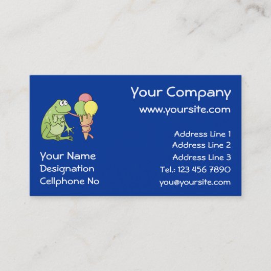 Frosch mit Eiscreme Visitenkarte (Vorderseite)