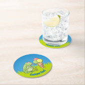 Frosch mit Eiskrem Rundpapier-Untersetzer Runder Pappuntersetzer (Vor Ort)
