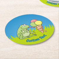 Frosch mit Eiskrem Rundpapier-Untersetzer