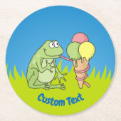 Frosch mit Eiskrem Rundpapier-Untersetzer Runder Pappuntersetzer (Vorderseite)
