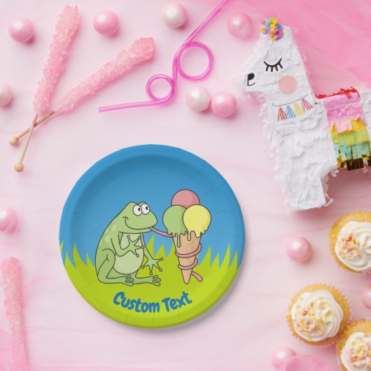 Frosch mit Eiskremspolette Pappteller (Party)