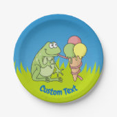 Frosch mit Eiskremspolette Pappteller (Vorderseite)