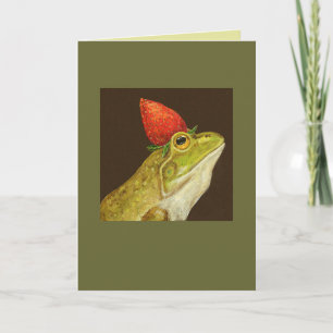 Frosch mit Erdbeerkarte Karte
