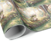 Frosch mit floraler Krone im Wald Geschenkpapier (Rolleneckpunkt)