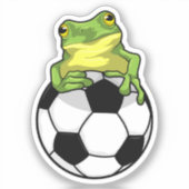 Frosch mit Fußball Aufkleber (Vorderseite)
