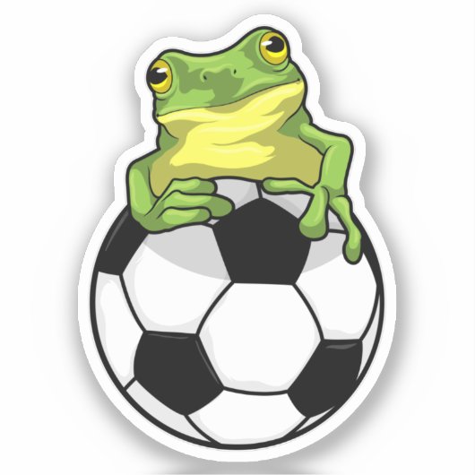 Frosch mit Fußball Aufkleber (Vorderseite)