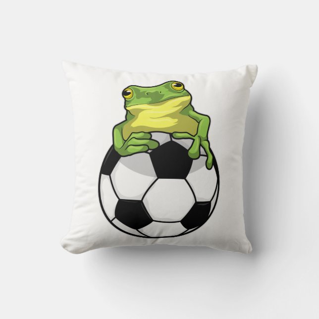 Frosch mit Fußball Kissen (Vorderseite)