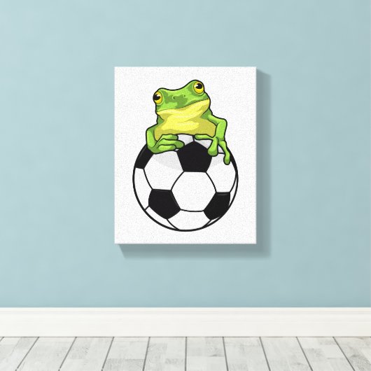 Frosch mit Fußball Leinwanddruck (Insitu (Holzboden))