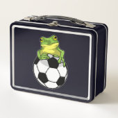 Frosch mit Fußball Metall Brotdose (Vorderseite)