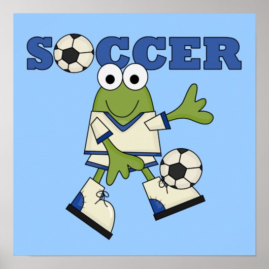 Frosch mit Fußballball T - Shirt und Geschenke Poster (Vorne)