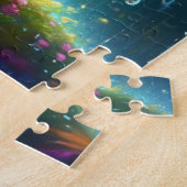 Frosch mit gelbem Daisy-Regenschirm im Regen Puzzle (Seite)