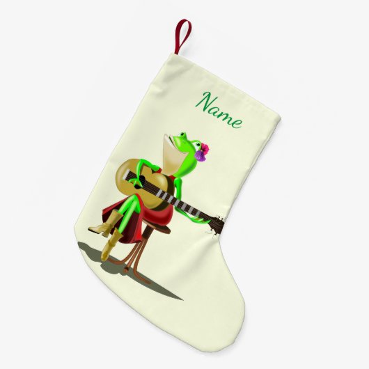 Frosch mit Gitarren Weihnachts-Strumpf Custom kam Kleiner Weihnachtsstrumpf (Vorderansicht (hängend))