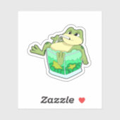 Frosch mit Glas Saft Aufkleber (Blatt)