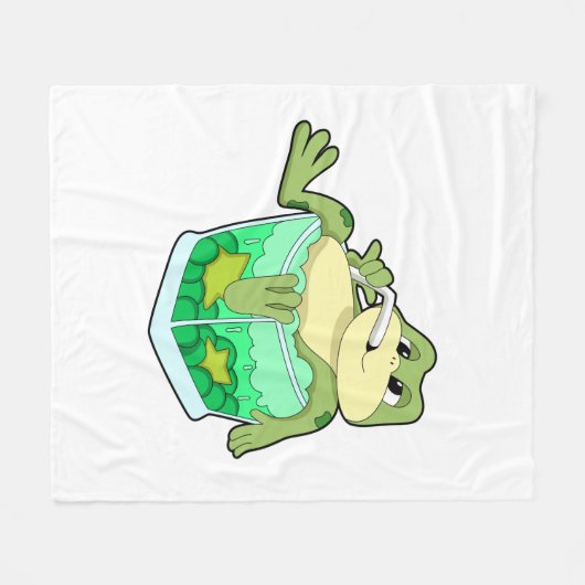 Frosch mit Glas Saft Fleecedecke (Vorderseite (Horizontal))