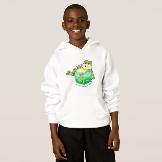 Frosch mit Glas Saft Hoodie (Vorne ganz)