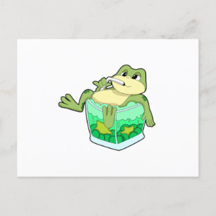 Frosch mit Glas Saft Postkarte