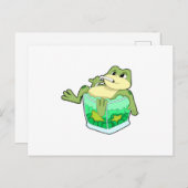 Frosch mit Glas Saft Postkarte (Vorne/Hinten)