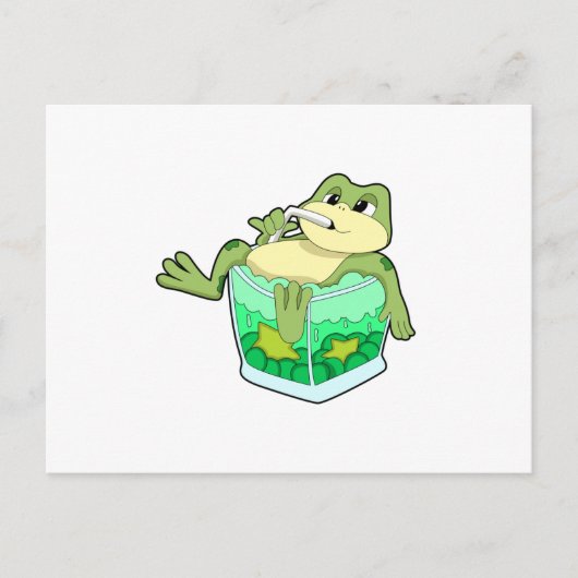 Frosch mit Glas Saft Postkarte (Vorderseite)