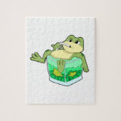 Frosch mit Glas Saft Puzzle (Vertikal)