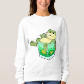 Frosch mit Glas Saft Sweatshirt (Vorderseite)