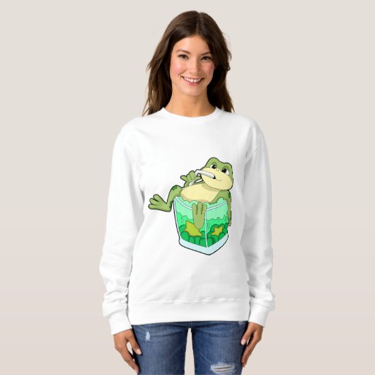 Frosch mit Glas Saft Sweatshirt (Vorne ganz)