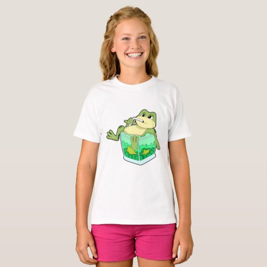 Frosch mit Glas Saft T-Shirt (Vorne ganz)