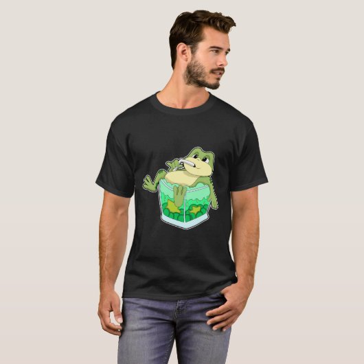Frosch mit Glas Saft T-Shirt (Vorne ganz)