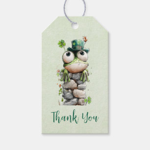 Frosch mit grünem Hut und Kleeblatt Niedlich Danke Geschenkanhänger