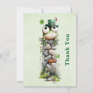 Frosch mit grünem Hut und Kleeblatt Niedlich Dankeskarte