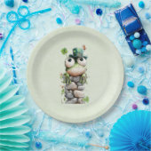 Frosch mit grünem Hut und Kleeblatt Niedlich Pappteller (Party)