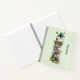 Frosch mit grünem Hut und Kleeblatt Süß Notizblock