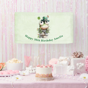 Frosch mit grünem Hut und Kleeblatt zum süßen Gebu Banner