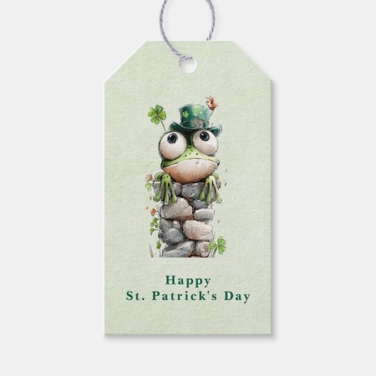 Frosch mit grüner Mütze Süß zum St. Patrick's Day Geschenkanhänger (Vorderseite)