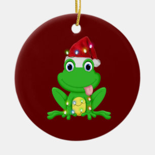 Frosch mit Hat Lights Weihnachten Keramik Ornament