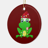 Frosch mit Hat Lights Weihnachten Keramik Ornament (Links)