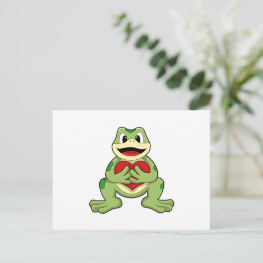 Frosch mit Herz Postkarte (Stehend Vorderseite)