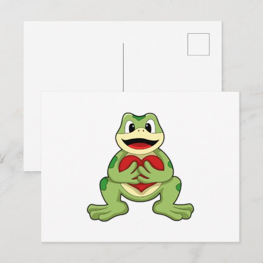 Frosch mit Herz Postkarte (Vorne/Hinten)