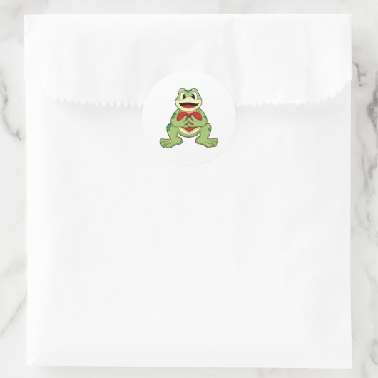 Frosch mit Herz Runder Aufkleber (Tasche)