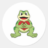 Frosch mit Herz Runder Aufkleber (Vorderseite)