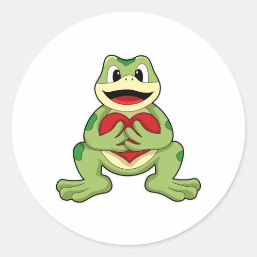 Frosch mit Herz Runder Aufkleber (Vorderseite)