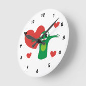 Frosch mit Herzen Runde Wanduhr (Winkel)