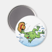 Frosch mit Hut Magnet (Vorderseite/Rückseite)