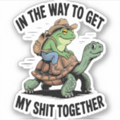 Frosch mit Hut Riding Turtle Aufkleber (Vorderseite)