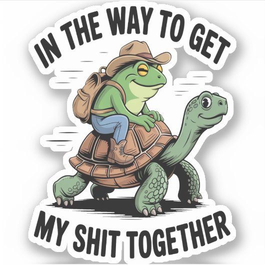 Frosch mit Hut Riding Turtle Aufkleber (Vorderseite)