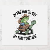 Frosch mit Hut Riding Turtle Schaumweinetikett (Einzelnes Label)