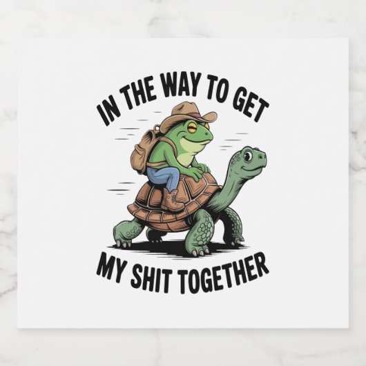 Frosch mit Hut Riding Turtle Schaumweinetikett (Einzelnes Label)