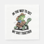 Frosch mit Hut Riding Turtle Serviette (Vorderseite)