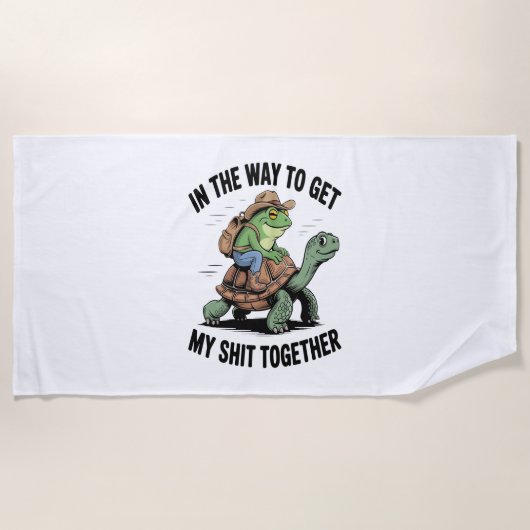 Frosch mit Hut Riding Turtle Strandtuch (Vorderseite)