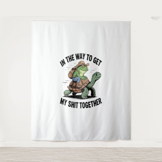 Frosch mit Hut Riding Turtle Wandteppich (Vorderseite)