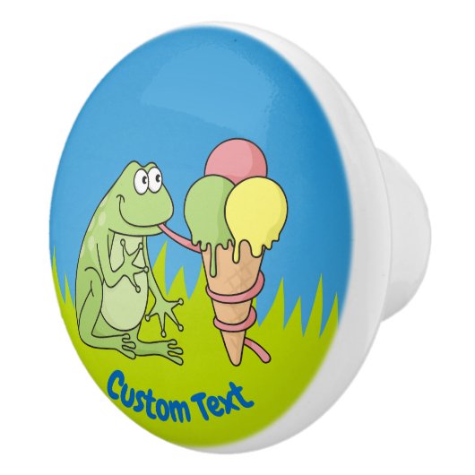 Frosch mit Icecream-Keramik Keramikknauf (Rechts)